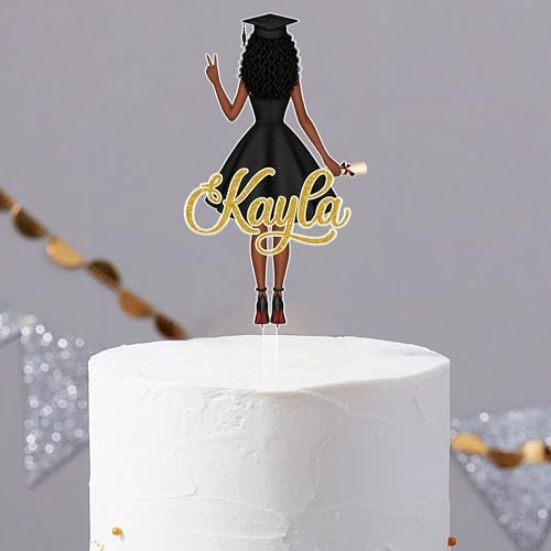 Personalized Graduation Cake Topper For Black Girls - Custom Graduation Cake Topper Class Of 2025 High School College Senior Gift, Congrats Grad Party Decor