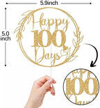 Gold Glitter Happy 100 Days Cake Topper, Sweet 6 Months/Welcome Baby, Funny Baby's 100 Days Birthday Baby Shower Gender Reveal Party Decorations Supplies