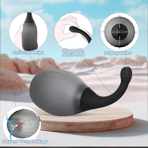 Enemas Anal Douches for Men Women - Anti Backflow Enema Bulb with Shapeable Silicone Tube for Men Women Colon Cleanse, Feminine Care Shower Enema Douche Kit Cleaner Flusher with Lubricant, 10.1 Ounce