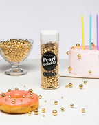 Sweet Spell Gold Pearl Sprinkles for Cake Decorating (120g/ 4.2oz) - Sugar Candy Ball Pearls for Cupcakes, Ice Cream Toppers, and Baking Cake Decoration