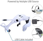 YOCTOSUN LED Head Magnifier, Rechargeable Hands Free Headband Magnifying Glasses with 2 Led, Professional Jeweler's Loupe Light Bracket and Headband are Interchangeable