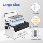 Electric Insulin Cooler Travel Case Box, Mini Insulin Fridge, Portable Insulin Refrigerator Diabetic Cooler Box for 4-5 Pens, 2-18℃ Temperature Control, with Handle, Power Supply, Rechargeable Battery