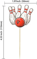 36Pcs Bowling Cupcake Toppers Sports Theme Bowling Cupcake Food Toothpicks Baby Shower Cake Decorations for Sport Balls Theme Bowling Kids Birthday Party Decorations