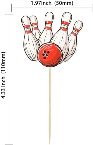 36Pcs Bowling Cupcake Toppers Sports Theme Bowling Cupcake Food Toothpicks Baby Shower Cake Decorations for Sport Balls Theme Bowling Kids Birthday Party Decorations