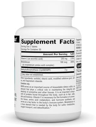 Source Naturals MSM (methylsulfonylmethane), a Dietary Sulfer Supplement, 1,000 MG - 60 Tablets