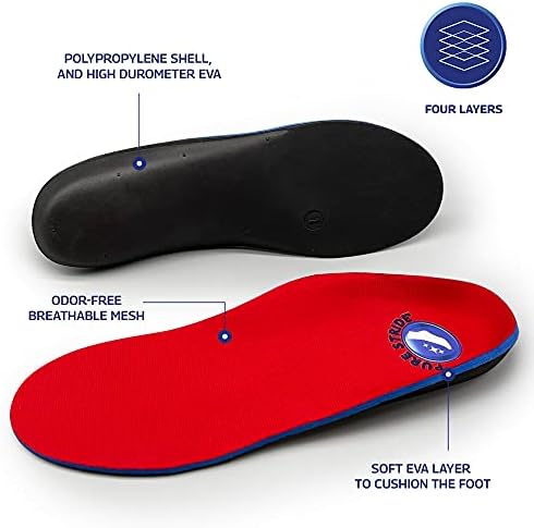 Pure Stride Professional Full Length Orthotics - Shoe Insert & Support for Metatarsals, High Arch, Flat Feet - Pain Relief for Plantar Fasciitis, Arch, Heel - 1 Pair, Men's 7-7.5 / Women's 9-9.5