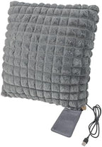 USB Heated Cushion Chair Sofa Bed Throw Pillow Home Office Lumbar Support Cushion Electric Heating Pad for Back, Abdomen, Lumbar, Neck, Shoulder (Gray)