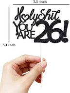 Happy 26th Birthday Cake Topper 26 Birthday Cake Toppers-Black Glitter, Funny 26th Cake Topper for Men,26 Cake Topper For Women, 26th birthday decorations,26th Birthday Cake Topper Twenty Six