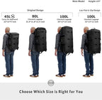 STOVER 45/80/100L Rolling Duffel Bag with Wheels, Large Durable Travel Duffle + Toiletry Bag, Heavy Duty, Packable, Foldable with Shoulder Straps- Use as Luggage or Backpack, Men/Women (Navy Blue)