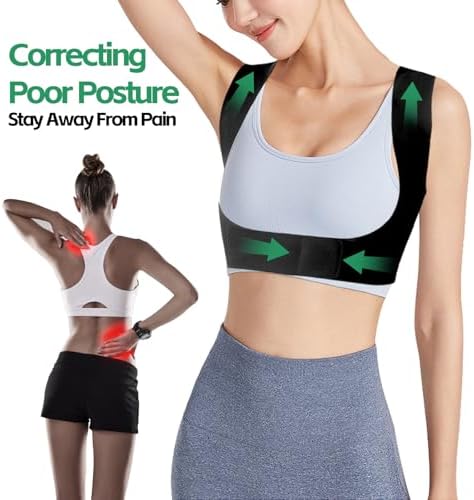 Posture Corrector for Women Invisible Adjustable Upper Back Brace Support Pain Relief From Shoulder Back,Improve Posture Support Belt for Scoliosis(Large Black)