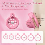 Lovely Pink Male Chastity Cage, Lightweight Chastity Devices with Soft Silicone Head 6 Cock Rings, Penis Bondage Gear Cock Cage Adult Toys with Invisible Lock, Male Chastity Belt BDSM Sex Toys for Men