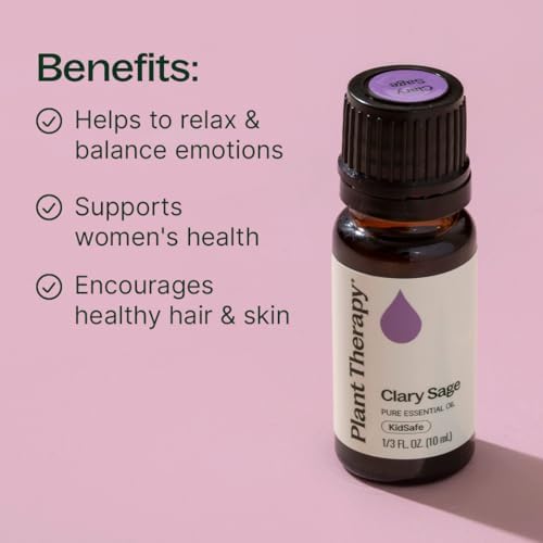 Plant Therapy Clary Sage Essential Oil 100% Pure, Undiluted, Natural Aromatherapy, Therapeutic Grade 10 mL (1/3 oz)