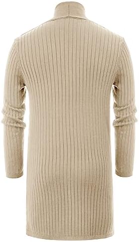 PJ PUAL JONES Men's Shawl Collar Open Front Long Cardigan Ribbed Knit Sweater with Pockets