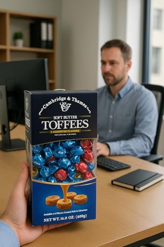 Toffee Candy Caramel Creamy Milk Chocolate Gift Box 14.11 oz - Individually Foil Wrapped Sweets - Holiday Treat Christmas Gift, Party Favor Office Dessert Delight