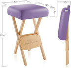 Saloniture Wood Folding Massage Stool with Carrying Case, Lavender
