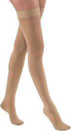 JOBST Relief Thigh High Graduated Compression Stockings 15-20mmHg - Comfortable Unisex Design with Silicone Dot Band - Closed Toe, Beige, Small