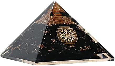 Amazing Gemstone Large Black Tourmaline Orgone Pyramid Crystal, Sri Yantra Orgonite Pyramid, Positive Energy Healing