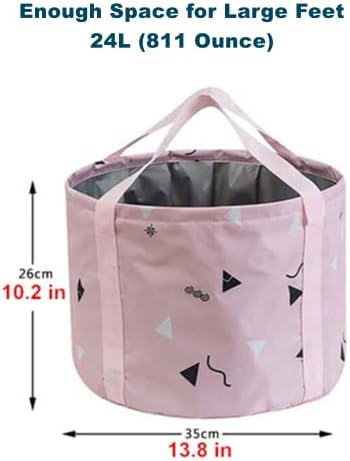 24L Collapsible Foot Soaking Bath Basin for Large Feet, Portable Foot Spa Soak Tub Foldable Water Bucket for Travel Camping, Pink