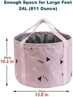 24L Collapsible Foot Soaking Bath Basin for Large Feet, Portable Foot Spa Soak Tub Foldable Water Bucket for Travel Camping, Pink