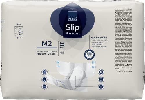 Abena Slip Premium Incontinence Briefs, Level 2, (Extra Small to Extra Large Sizes), Medium, 24 Count