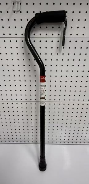 Aluminum Offset Handle Cane Crutches with Foam Handle, Adjustable Height, Black