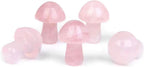 15PCS Rose Quartz Natural Stones Mushroom Sculpture Decor Crystal for Home Crafts Flower Pot Gemstone Mini Mushroom Hand Making Yard Decoration