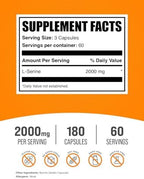 BulkSupplements.com L-Serine Capsules - Serine Supplement, Amino Acids Supplement - Gluten Free, 3 Capsules per Serving, 180 Count (Pack of 1)