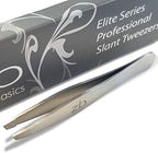 Zizzili Basics Elite Series Slant Tweezers - Surgical Grade Stainless Steel for Professionals (Satin Finish)