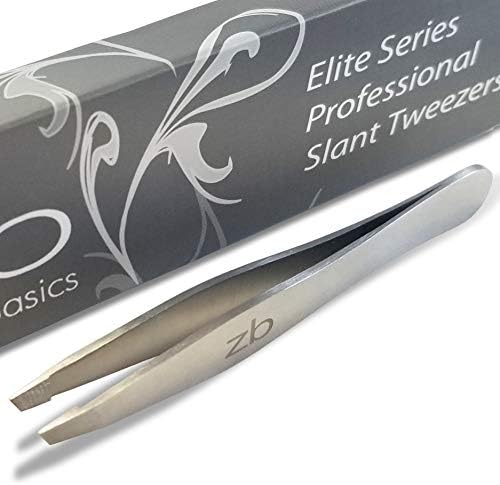 Zizzili Basics Elite Series Slant Tweezers - Surgical Grade Stainless Steel for Professionals (Satin Finish)