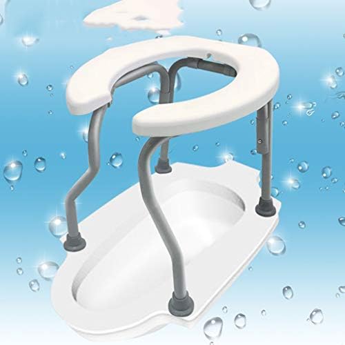 Portable Toilet Folding Bedside Commode Seat Shower Bench Lightweight Potty Chair Safety Steel Frame Non-Slip Leg Pad for Easy Transfer
