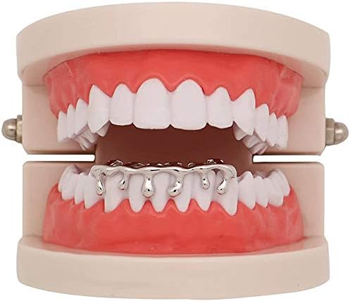 canjoyn 18K Gold Teardrop Bottom Grillz 6 Teeth Lower Teeth Drip Cap Grillz