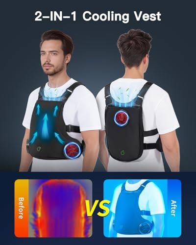 DR.HILL [2026 Version] Industrial Cooling Vest with 2PCS Cooling Plate and 3PCS Fans - Up to 10 Hrs Heat Relief for Construction, Travel & Outdoor Work - Adjustable Fit (100-250 lbs)