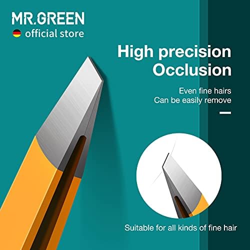 MR.GREEN Eyebrows Tweezers Colorful Beauty Fine Hairs Puller Makeup Tools Stainless Steel Slanted Eye Brow Clips Removal (Orange)