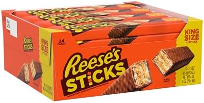 REESE'S STICKS Milk Chocolate Peanut Butter Wafer King Size, Candy Packs, 3 oz (24 Count)