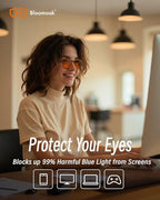 Bloomoak 99% Orange Blue Light Blocking Glasses,Retro Trendy Round Style,Relieve Eye Fatigue,Improve Sleep For Screens/Games