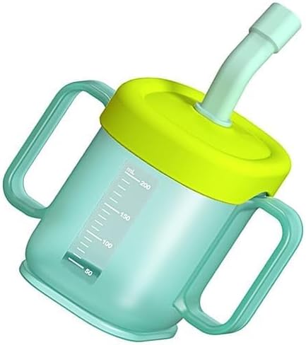 Elderly Sippy Cup 8.5Oz Spill-Proof Drinking Aid with Straw and Handles for Disabled and Bedridden Adults Dysphagia Feeding Cup for Seniors