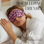 Leopard Print Sleep Eye Mask for Women & Men, Cheetah Print Satin Eye Mask for Sleeping, Light Blocking Blindfold for Deep Sleep, Nap, Travel, Pink Leopard Eye Cover for Side Sleepers