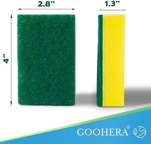 Heavy Duty Scrub Sponge for Cookware, Dual-Sided Cleaning Pot Scrubber, Odorless, Long-Lasting, Kitchen and Dishwashing Essential, Large & Thick 4 x 2.8 x 1.5 Inches, 6 Pack
