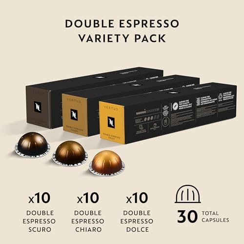 Nespresso Capsules Vertuo, Double Espresso Variety Pack, 30-Count Coffee Pods (Pack of 1), Brews 2.7oz