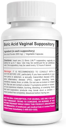 NutraBlast Boric Acid Suppositories - 100% Pure Made in USA - Boric Life Intimate Health Support (30 Count)