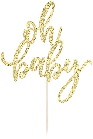 Glitter Oh Baby Cake Topper, Baby Party Cake Decoration, Baptism or Gender Reveal Party Cake Decoration. (gold)