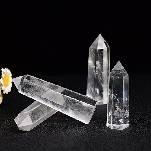 1PCS Clear Quartz Natural Crystal Tower 2.75-3.54" Healing Crystal Wand 6 Faceted Chakra Reiki Meditation Therapy