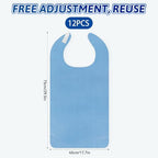 12 Pack Adult Bibs for Women/Men, Reusable Clothing Protector with Crumb Catcher, Washable Terry Cloth Adult Bibs for for Nursing Homes, Elderly Homes and Disable Adults Eating(17.7 x 29.5 inch)