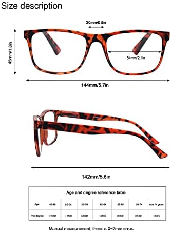 MODFANS Oversize Reading Glasses 2.75 for Men Women,Large Readers Men Square Frame Lightweight Spring Hinge Arm Mixed Color with 4 Pouch