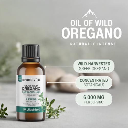 ImunShield Premium Oil of Oregano Drops, Organic Wild Oregano Liquid – High-Potency Carvacrol Profile, Immune & Digestive Support, Vegan, Non-GMO, Gluten-Free – 1 fl oz (30 mL)