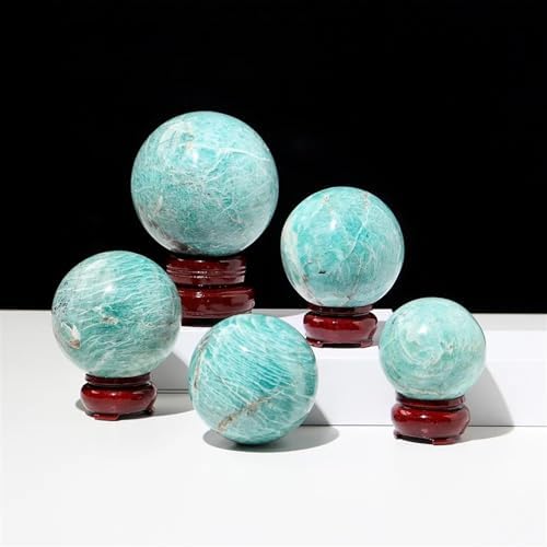 AtkitS Natural Amazonite Crystal Ball Magic Ball Amazonite Magic Divination Energy Home furnishings (Size : 5-6cm)