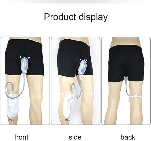 Wearable Urine Bag Male Urinal Bag Incontinence Pants for Men, Reusable Portable Male Collection Bags Urinal System with Collection Bag Portable Leak Proof Leg Pee for Elder (L)