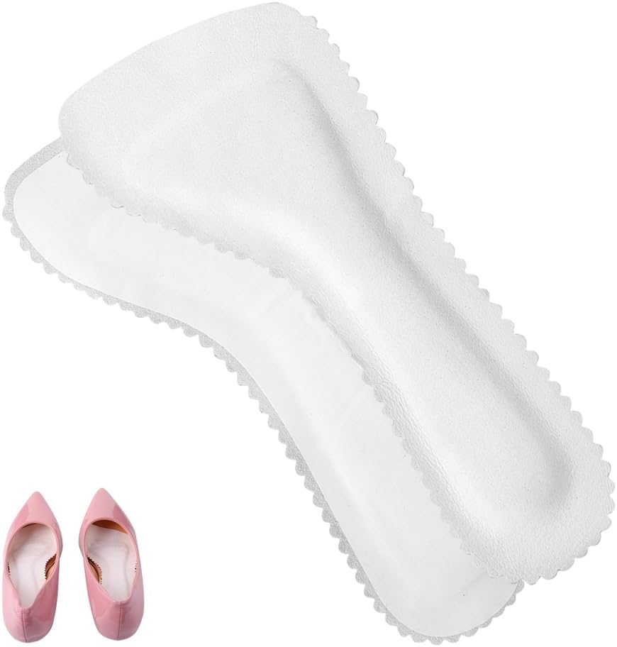 Beaupretty Leather High Heel Insoles for Women Anti-Slip Forefoot Shoe Pads & Cushions for Summer Comfortable Leather & Latex Inserts (White, 1 Pair)