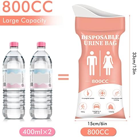 DIBBATU Disposable Urine Bag, 12/24 PCS Pee Bags for Travel for Women/Men, 800ML Emergency Portable Urinal Bag and Vomit Bags, Unisex Urinal Bag for Camping, Traffic Jams, Pregnant, Patient