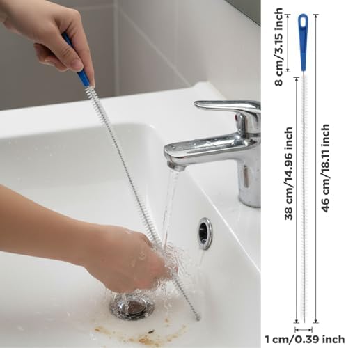 Ymapinc Shower Drain Cleaner Tool, 2 Pcs 18.11inch Shower Drain Clog Remover Tool for Hair Remover, Sink Cleaning Brush, Sink Brush, Plumbing Cleaning Tools for Kitchen & Bathroom